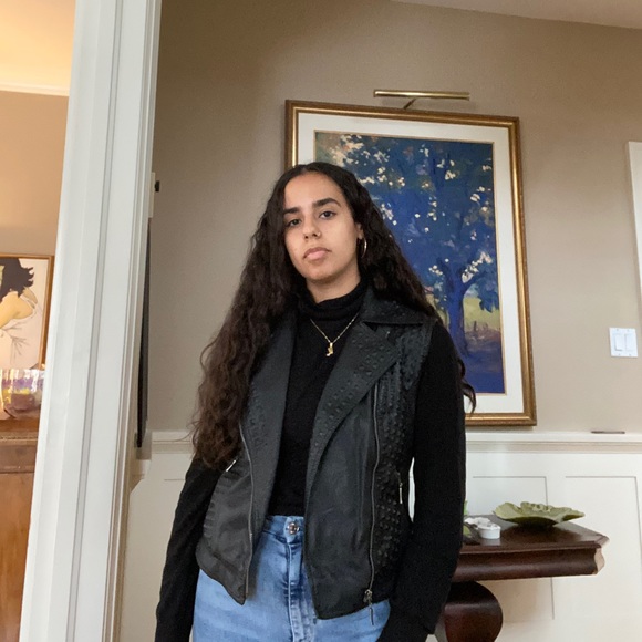 SOLD! John & Jenn - Faux Leather Studded Moto Vest - Picture 2 of 7